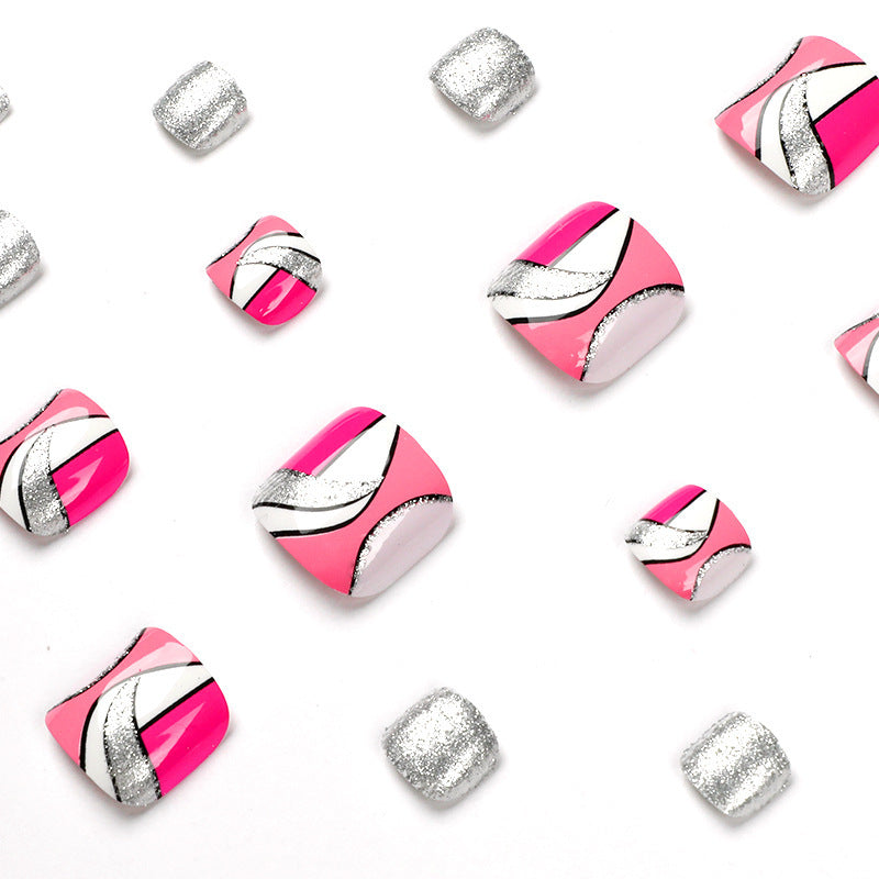 Pegatinas de uñas de los pies de brillo geométrico al por mayor